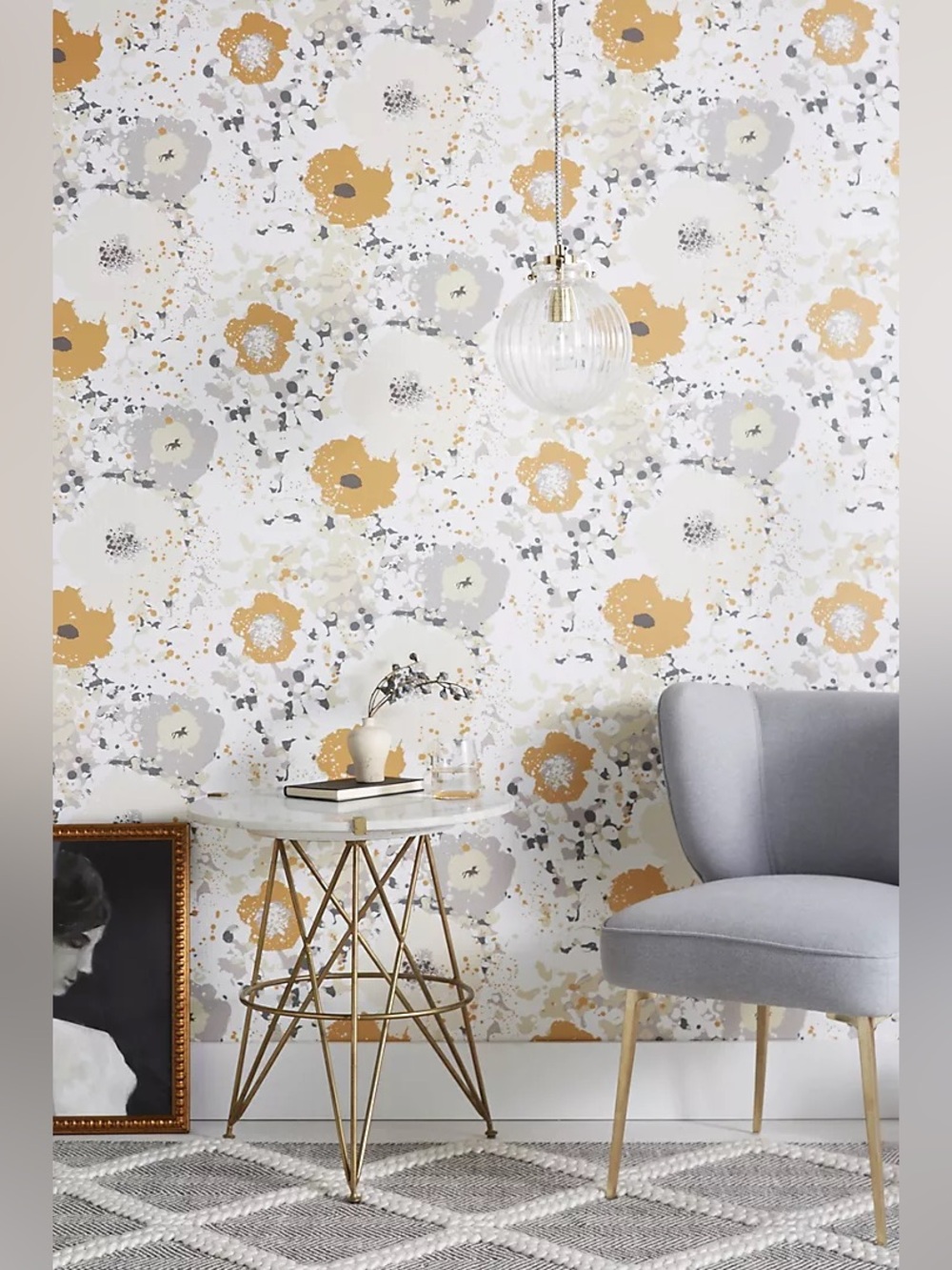 New Anthropologie x York Wallcoverings Spontaneity Metallic Floral Wallpaper